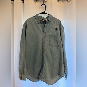 Vintage Y2K The Edge 2000 Dallas Cowboys Long Sleeve Denim Button Down Men’s L